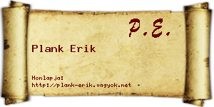 Plank Erik névjegykártya